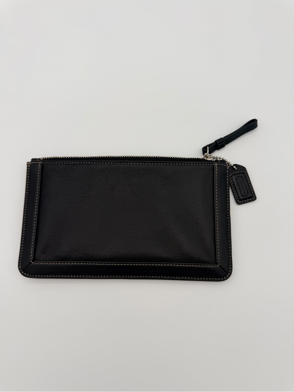 Coach Vintage Black Leather Zip Pouch Wristlet Soft Hangtag
